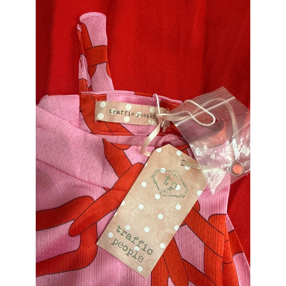 Traffic People NWT Pink/Red Chain Print Halter Jumpsuit Wide Leg Medium Resort - Picture 9 of 13